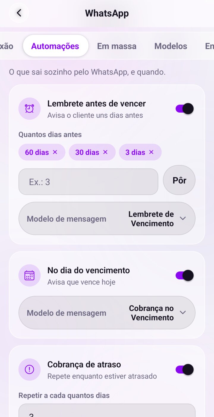 Automações de WhatsApp configuráveis