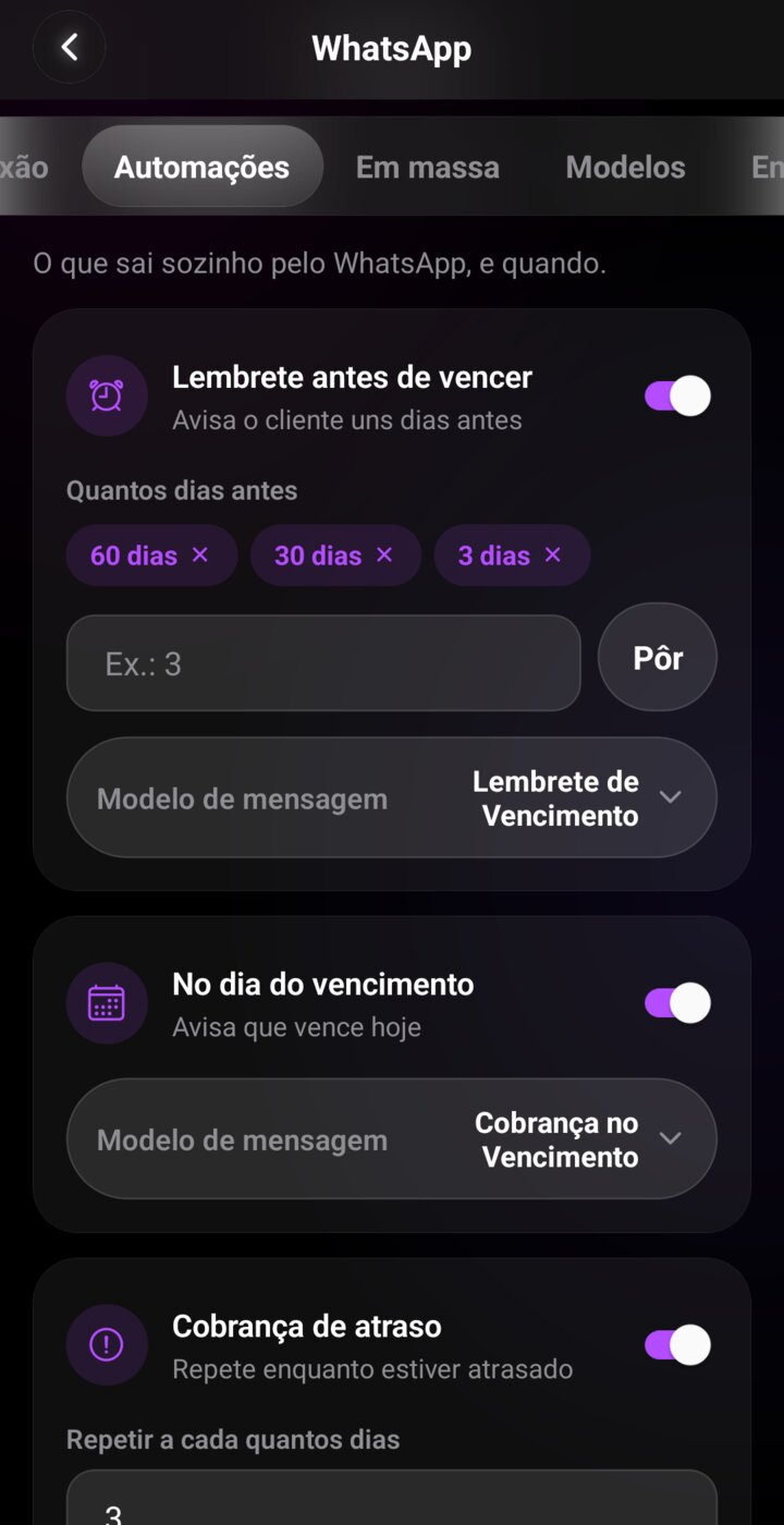 Automações de WhatsApp configuráveis