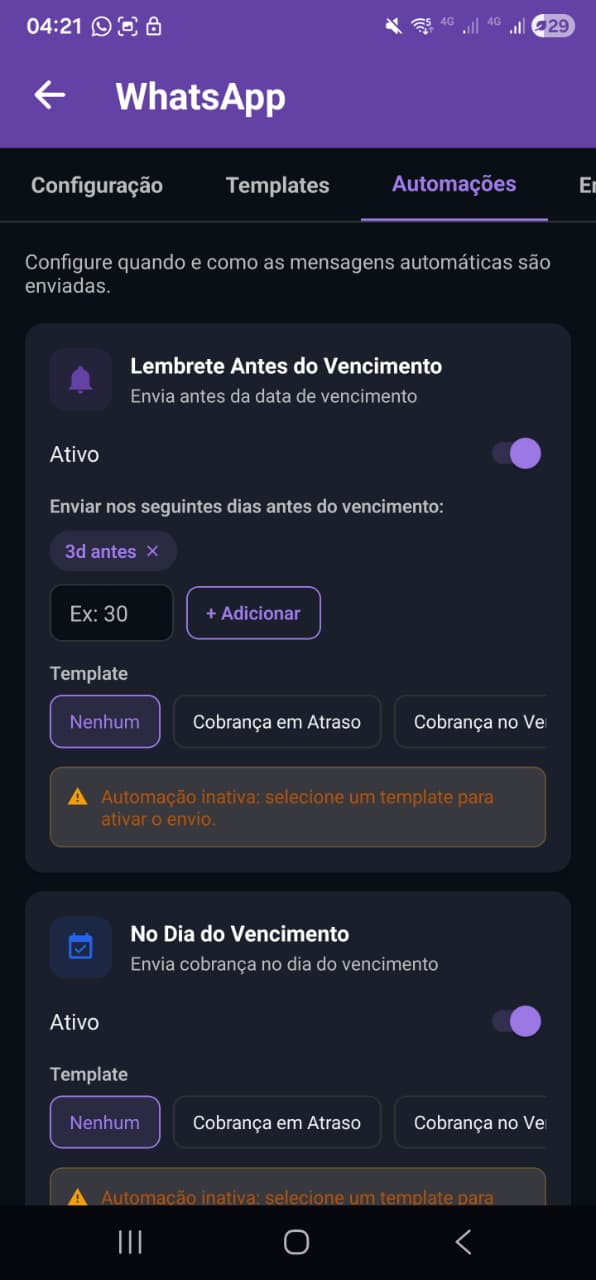 Automações de WhatsApp configuráveis