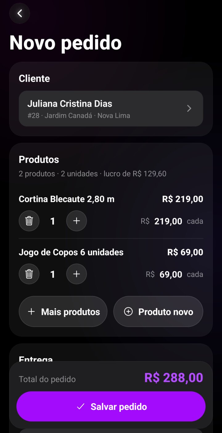 Cadastro de pedido direto do celular