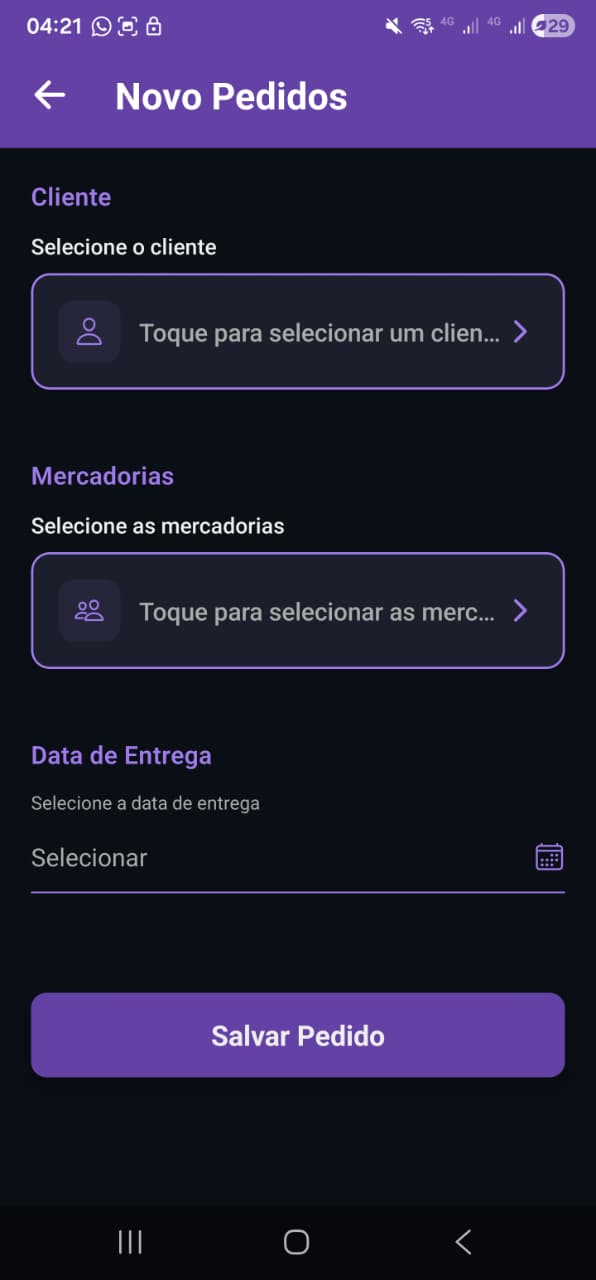 Cadastro de pedido direto do celular