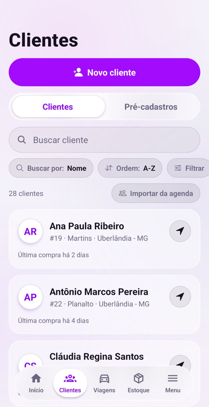 Lista de clientes cadastrados no app