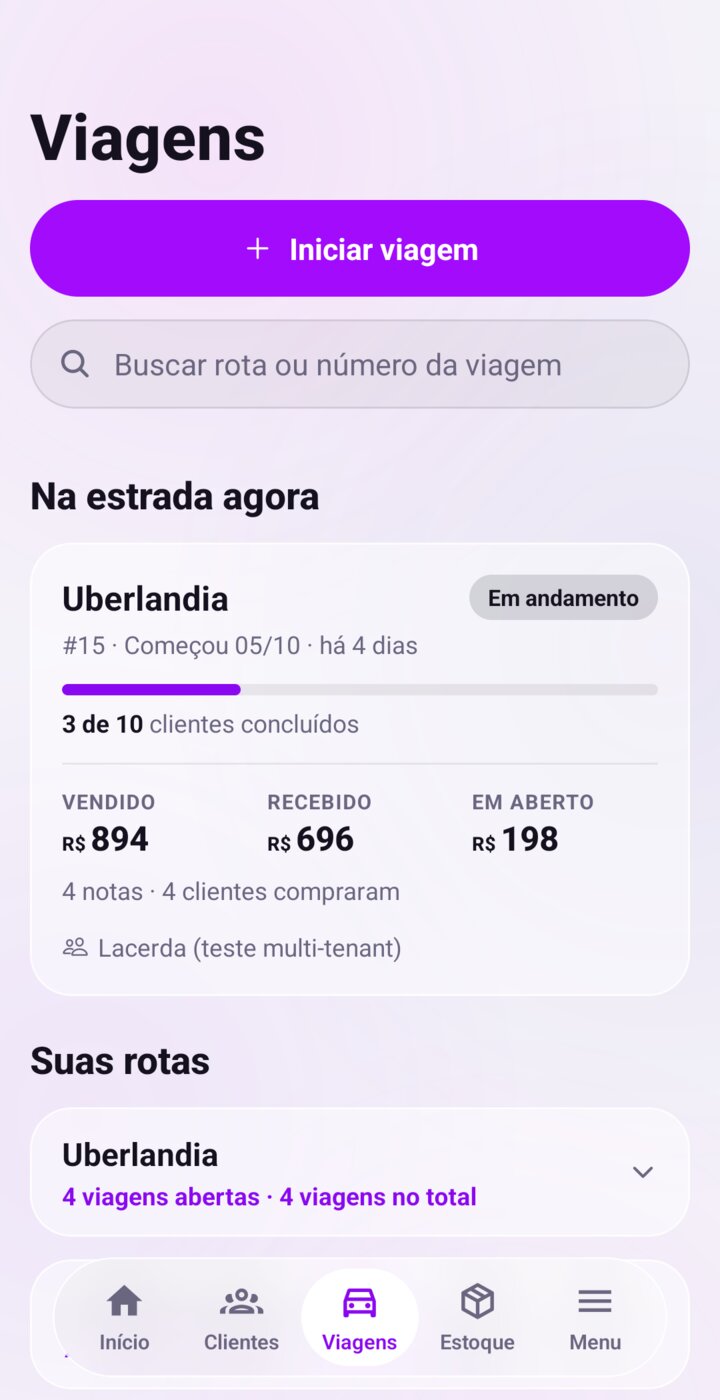 Viagens com o vendido e o recebido de cada uma
